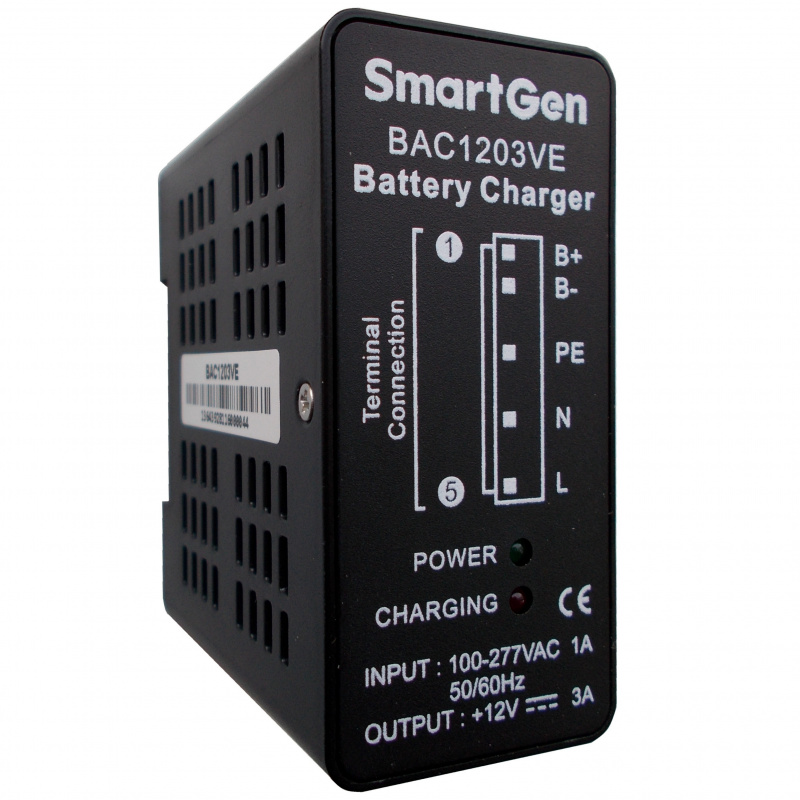 SmartGen BAC1203VE (12V3A) Battery Charger, DIN rail mounted, Floating, two-stage